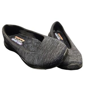 SKECHERS Women Size 7 Air Cooled Memory Foam Gray Knit Ballet Flat Slip on Shoes